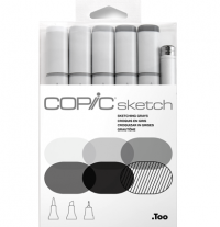 Copic Sketch 6 Sketching Grays набор маркеров с кистью