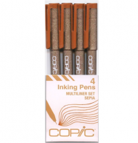 Набор капиллярных линеров Copic Multiliner 4 штуки сепия (перо 0.05 - 0.5 мм)