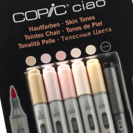 Copic Ciao Skin 6 набор маркеров с кистью, телесные цвета + линер - Copic Ciao Skin 6 набор маркеров с кистью, телесные цвета + линер